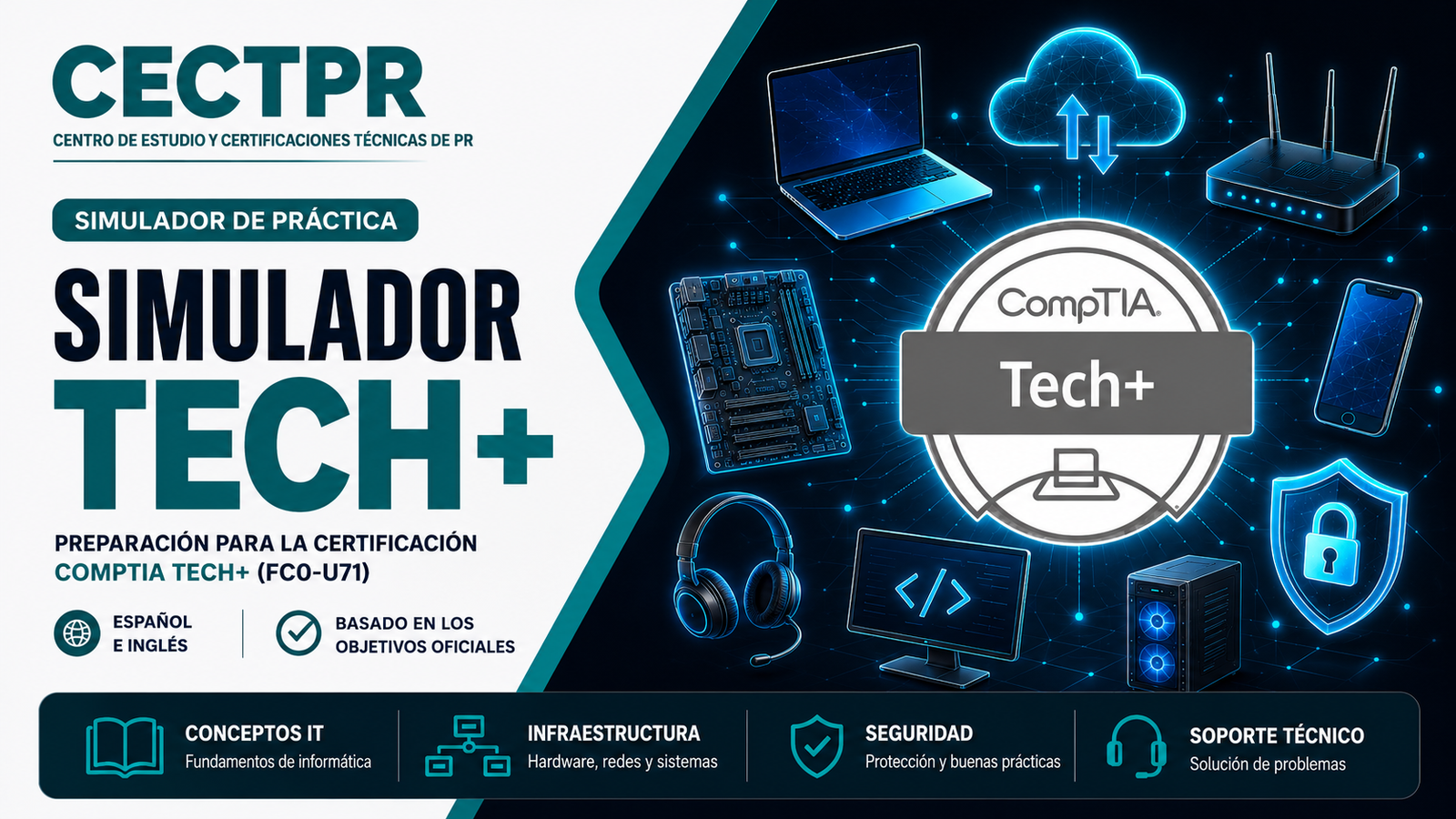CompTIA Tech+ U71: Simulador Completo de Certificación